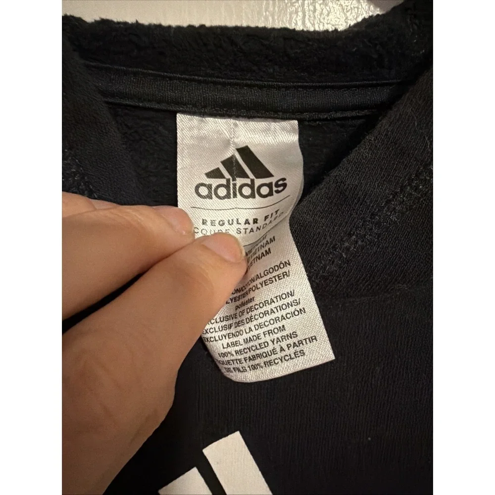 Adidas Boys Pullover Hoodie Black Gray White Fleece Size XL 18/20